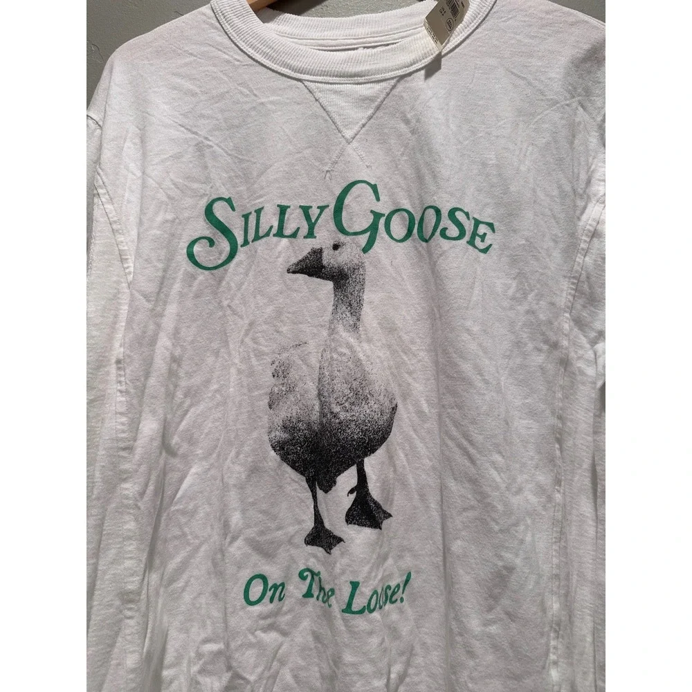 Aerie White Long Sleeve Silly Goose on the Loose T-Shirt Size Small - Picture 3 of 7